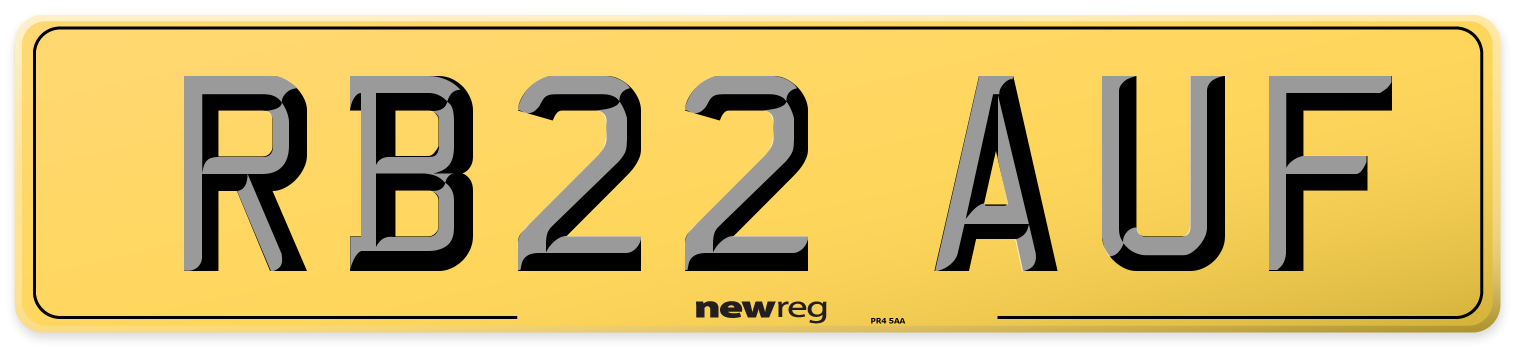 RB22 AUF Rear Number Plate