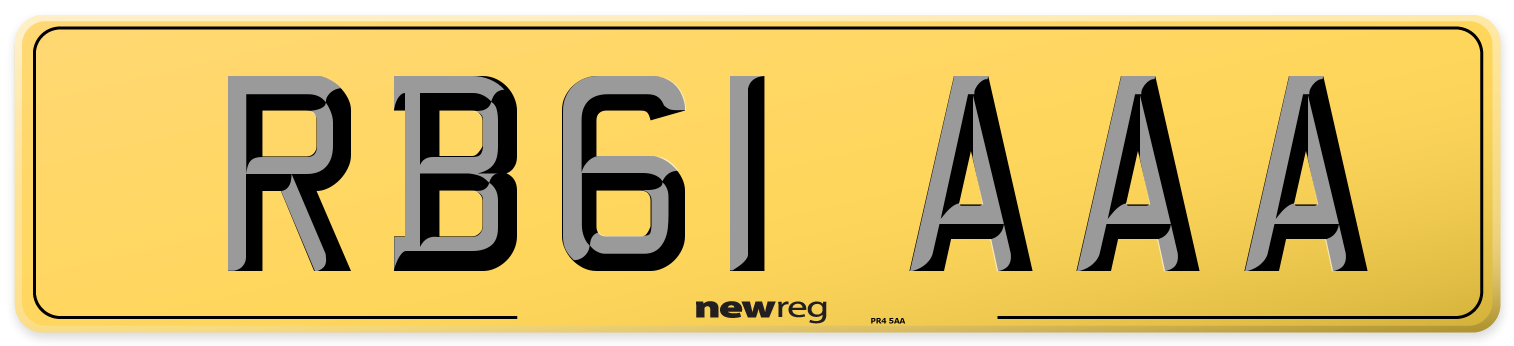 RB61 AAA Rear Number Plate