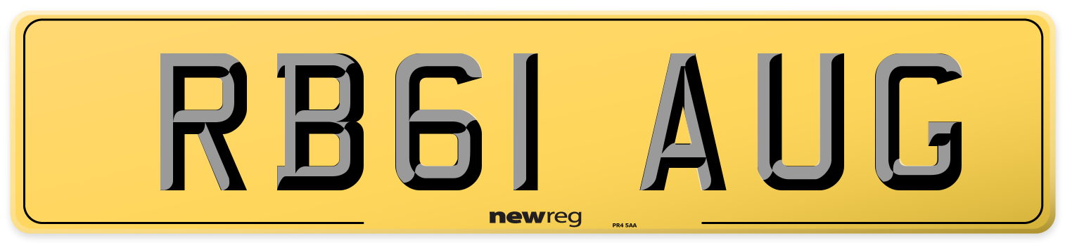 RB61 AUG Rear Number Plate