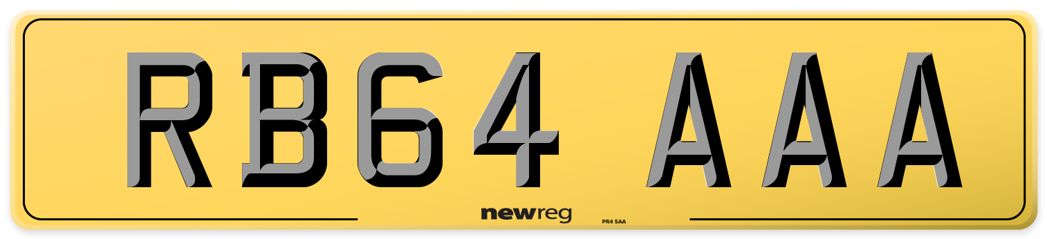 RB64 AAA Rear Number Plate