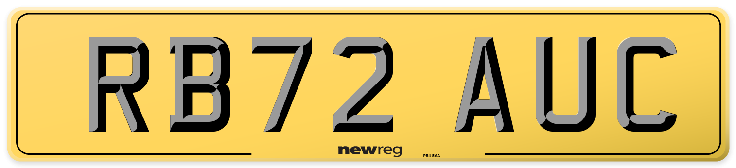 RB72 AUC Rear Number Plate