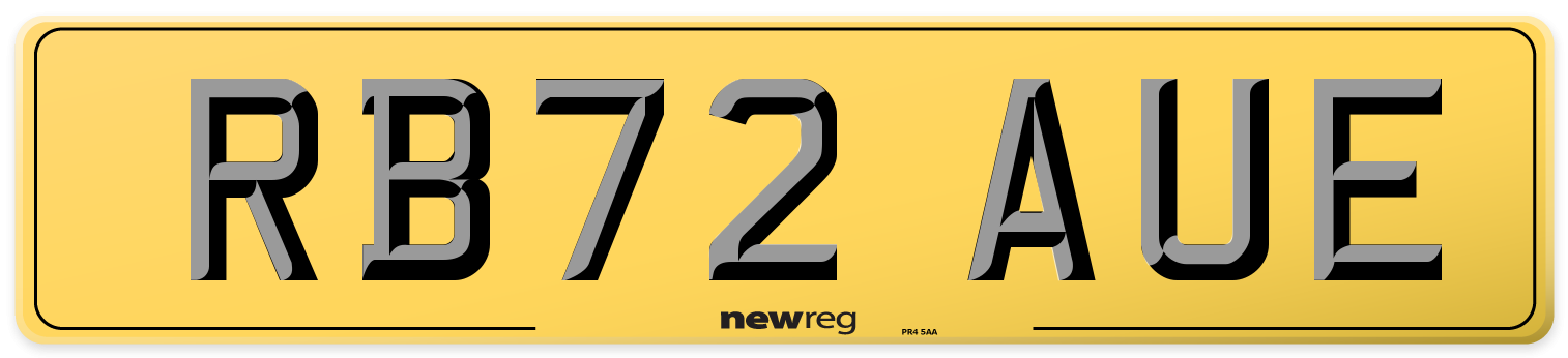 RB72 AUE Rear Number Plate