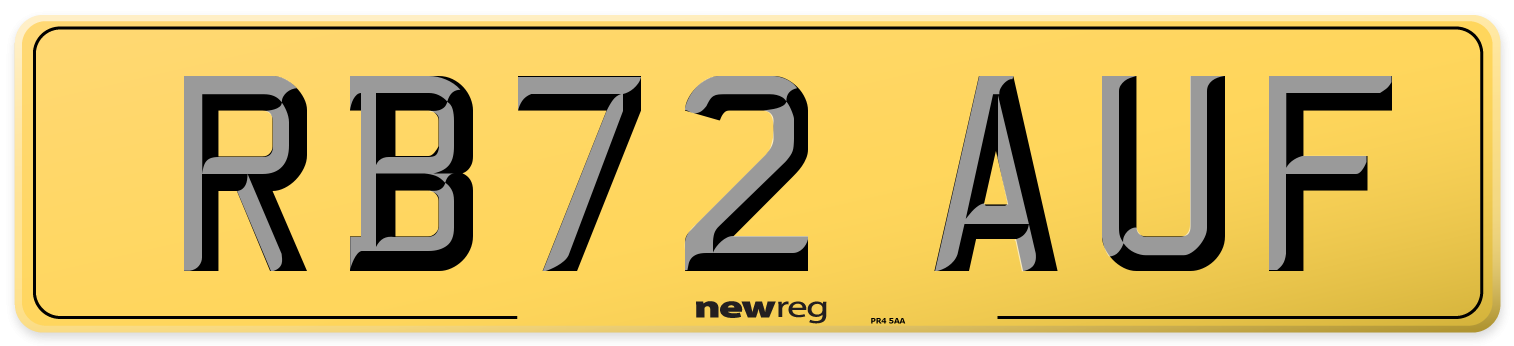 RB72 AUF Rear Number Plate
