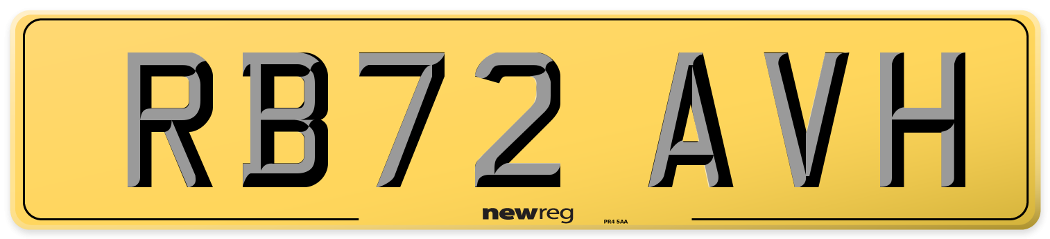 RB72 AVH Rear Number Plate