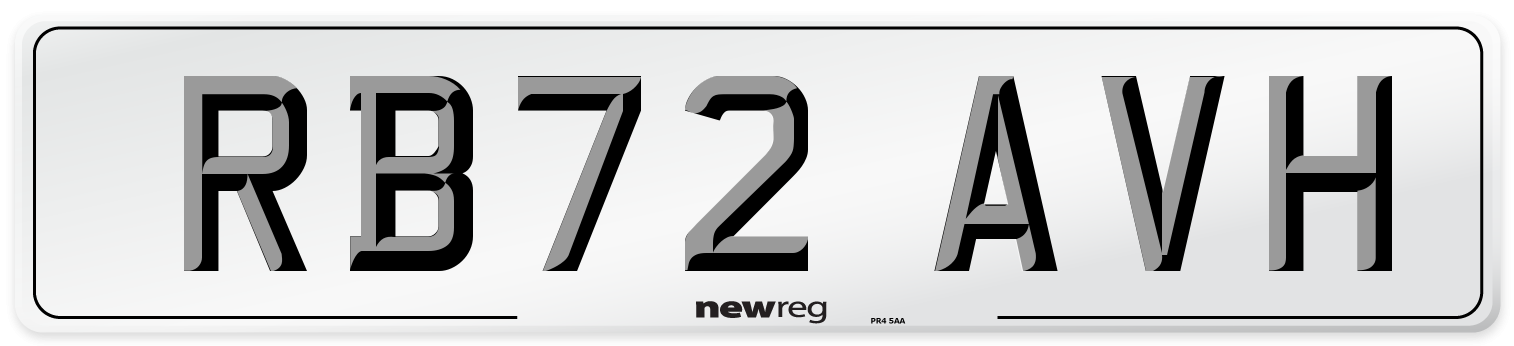 RB72 AVH Front Number Plate