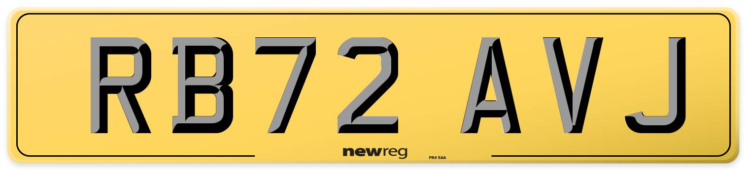 RB72 AVJ Rear Number Plate