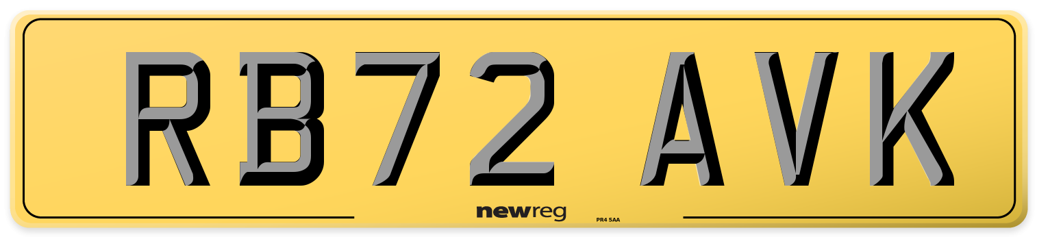 RB72 AVK Rear Number Plate