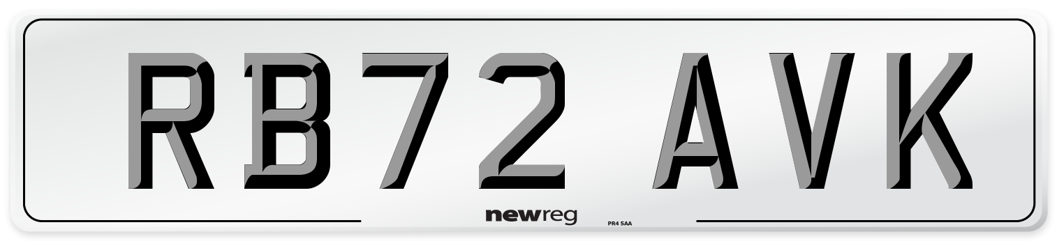 RB72 AVK Front Number Plate