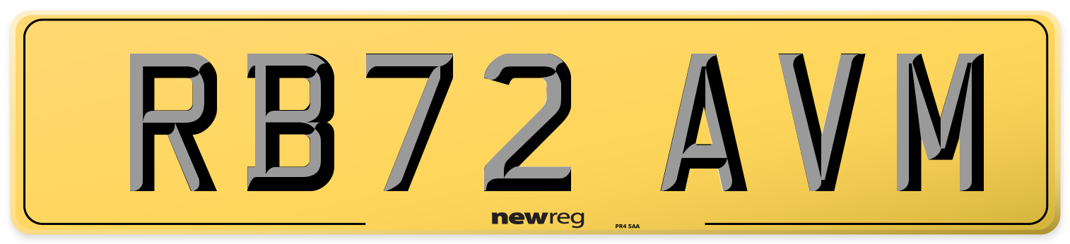 RB72 AVM Rear Number Plate