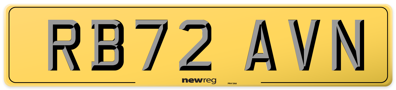RB72 AVN Rear Number Plate