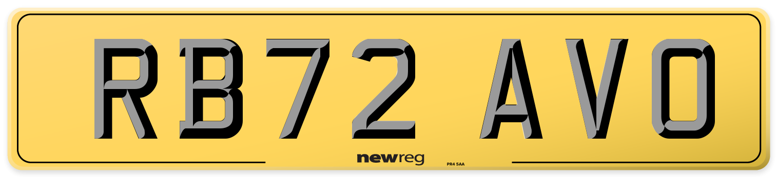 RB72 AVO Rear Number Plate
