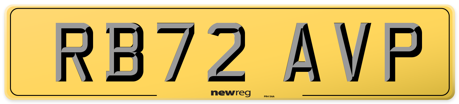 RB72 AVP Rear Number Plate