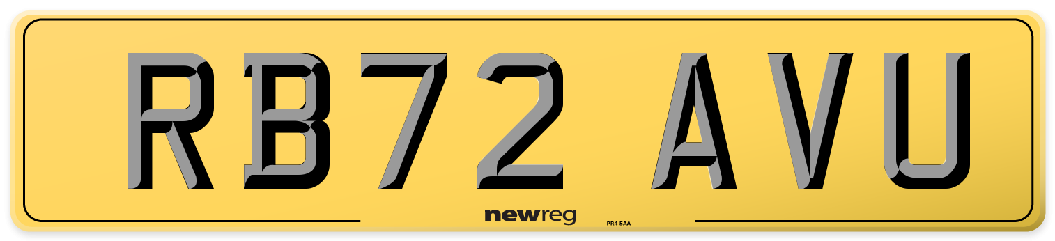 RB72 AVU Rear Number Plate