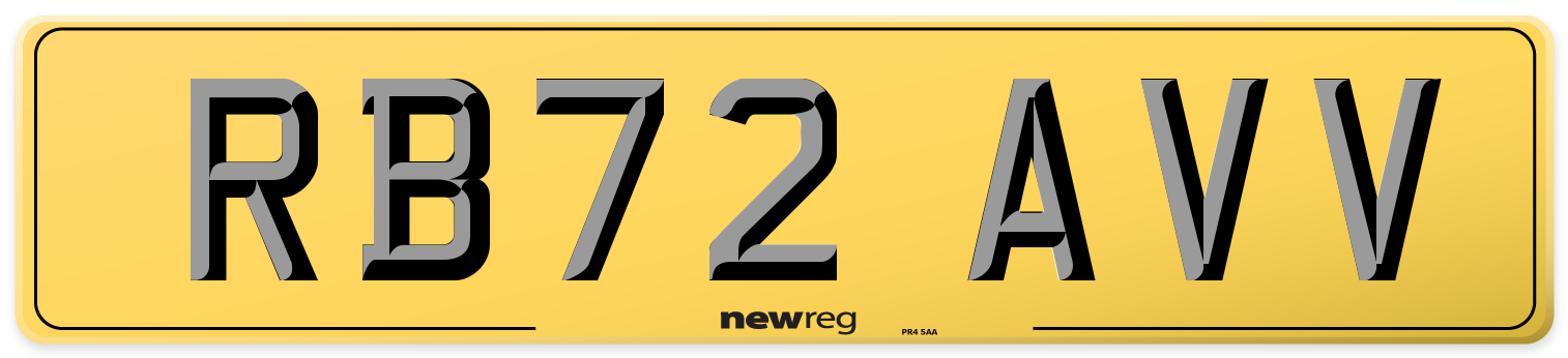 RB72 AVV Rear Number Plate