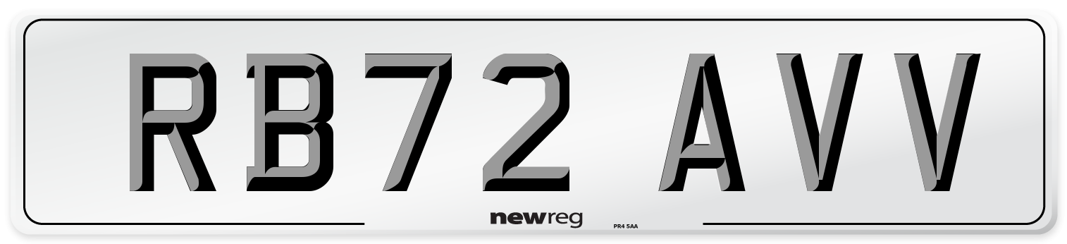 RB72 AVV Front Number Plate