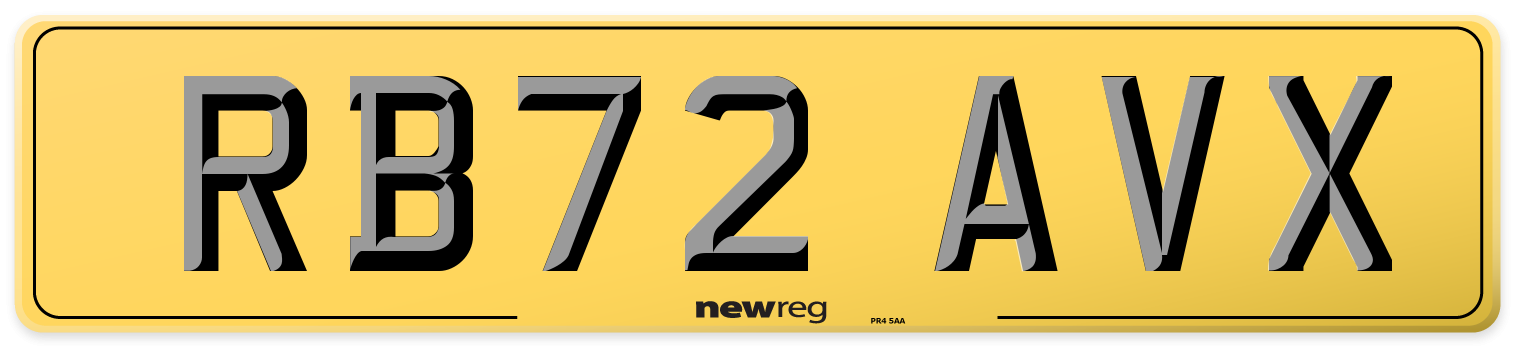 RB72 AVX Rear Number Plate
