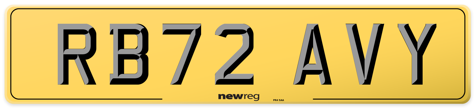 RB72 AVY Rear Number Plate
