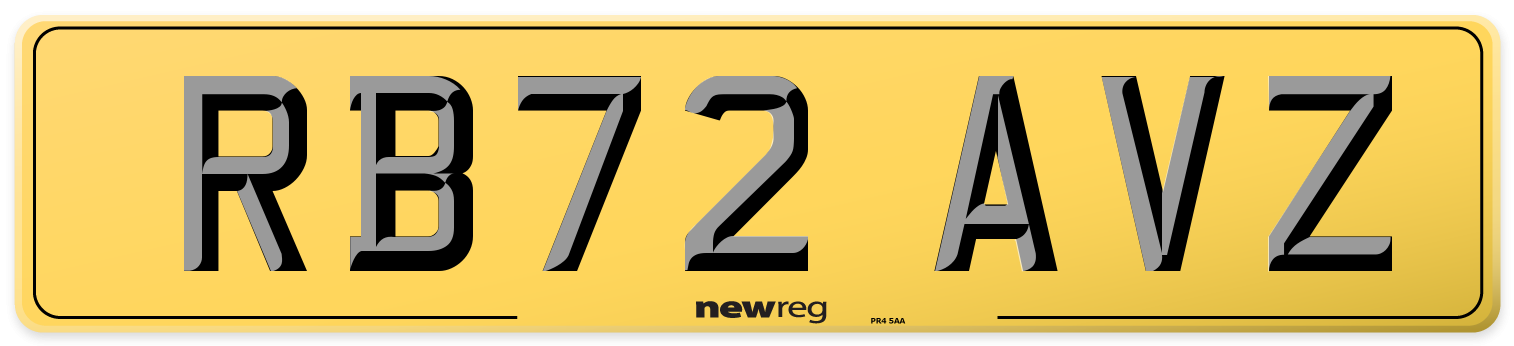 RB72 AVZ Rear Number Plate
