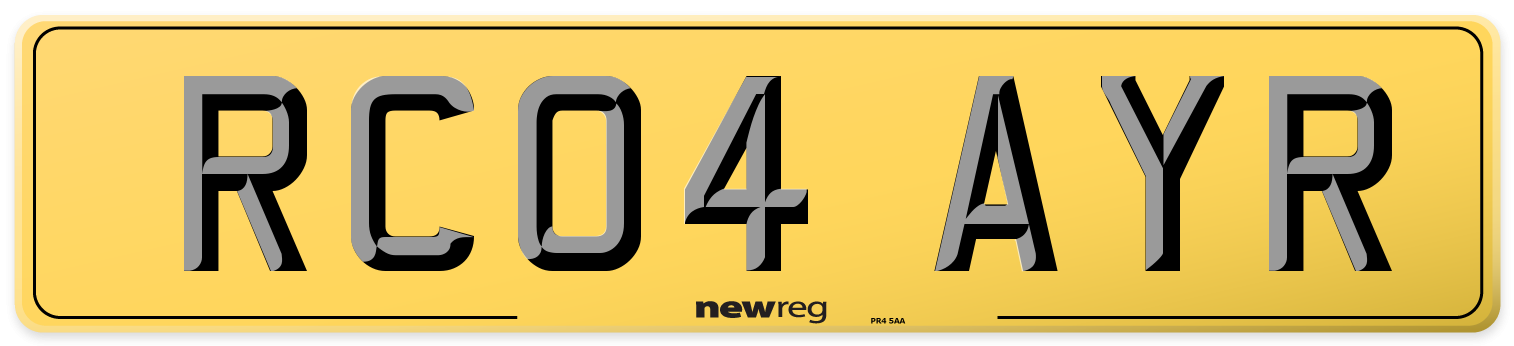 RC04 AYR Rear Number Plate