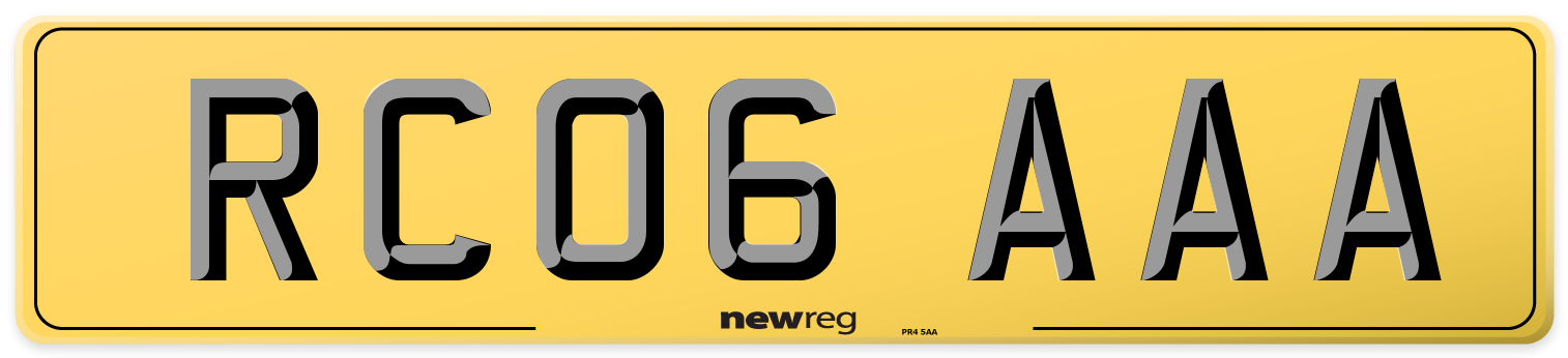 RC06 AAA Rear Number Plate