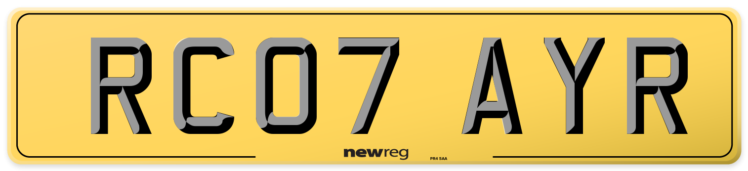 RC07 AYR Rear Number Plate