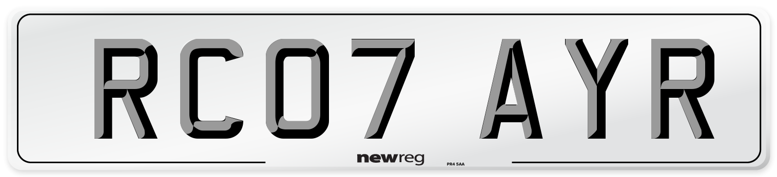 RC07 AYR Front Number Plate