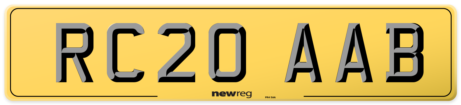 RC20 AAB Rear Number Plate