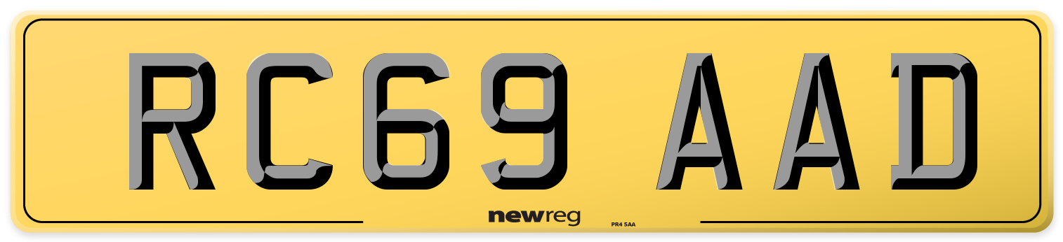 RC69 AAD Rear Number Plate