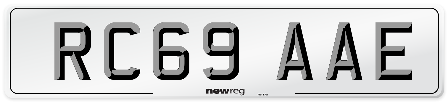 RC69 AAE Front Number Plate