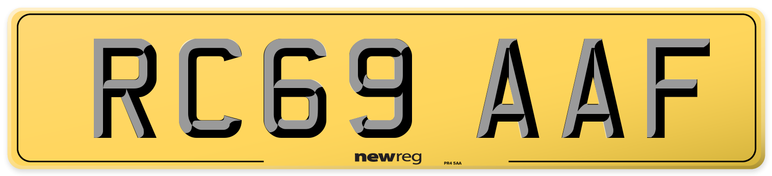 RC69 AAF Rear Number Plate