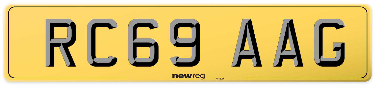 RC69 AAG Rear Number Plate