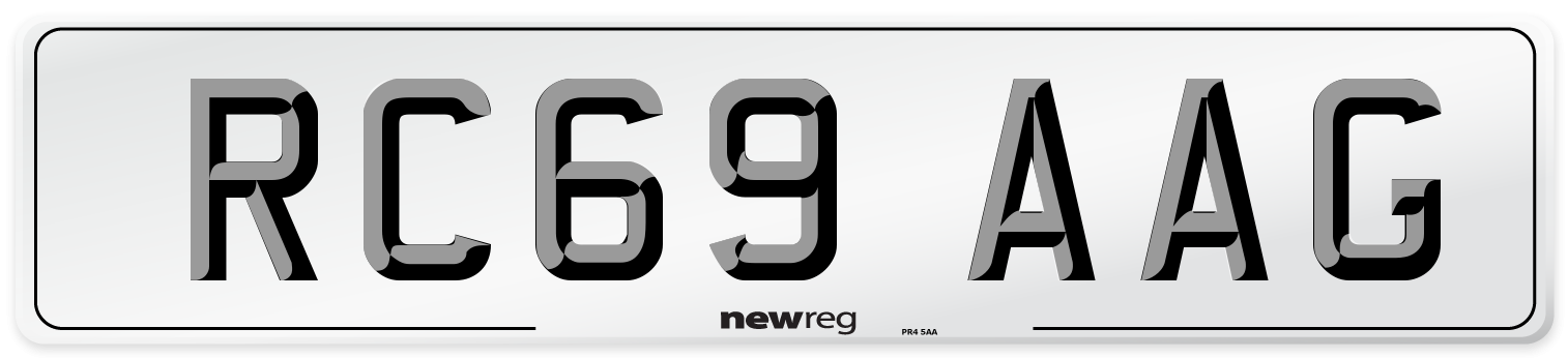 RC69 AAG Front Number Plate