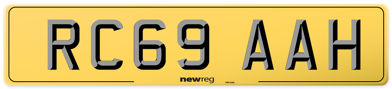 RC69 AAH Rear Number Plate