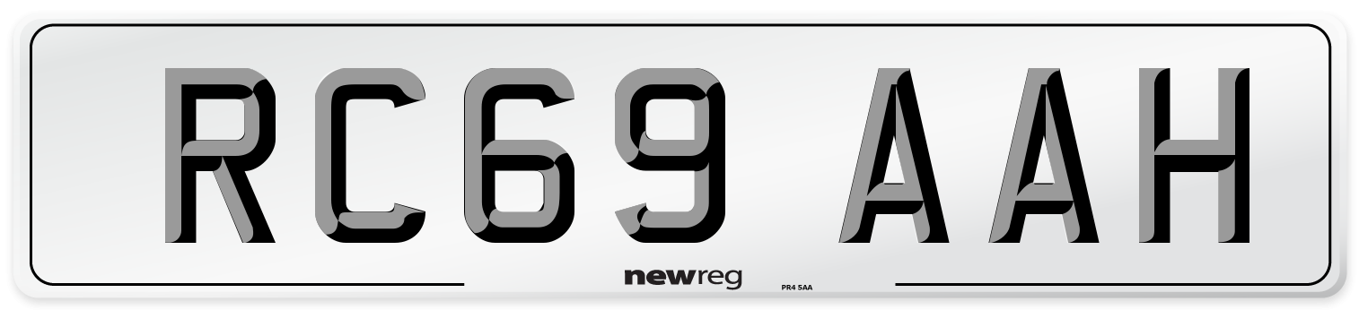 RC69 AAH Front Number Plate