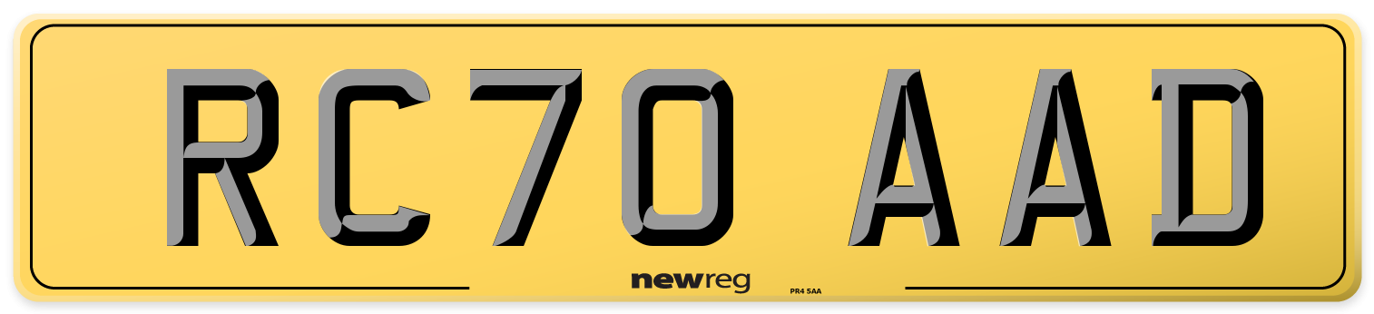 RC70 AAD Rear Number Plate