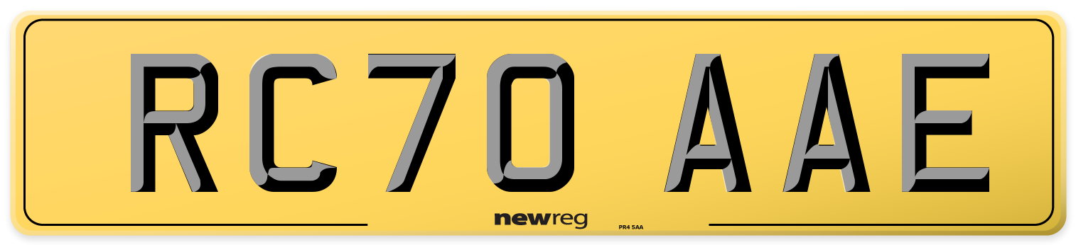 RC70 AAE Rear Number Plate