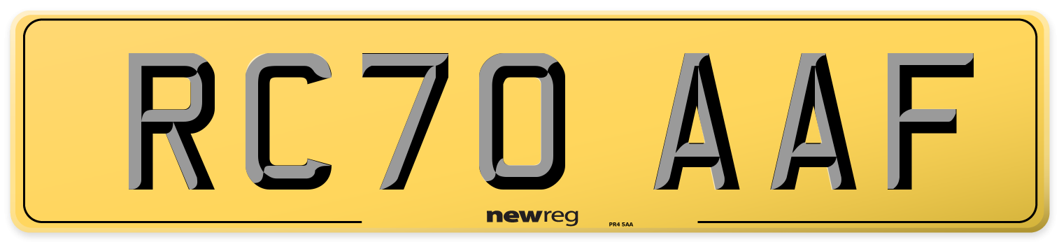 RC70 AAF Rear Number Plate