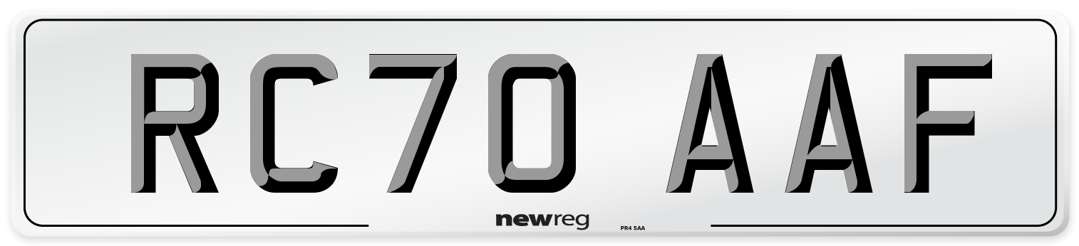RC70 AAF Front Number Plate