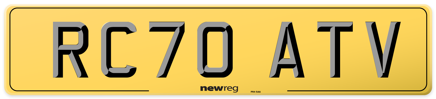 RC70 ATV Rear Number Plate