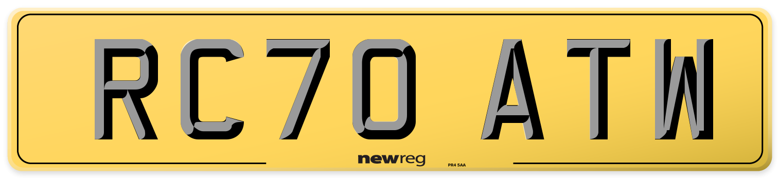 RC70 ATW Rear Number Plate