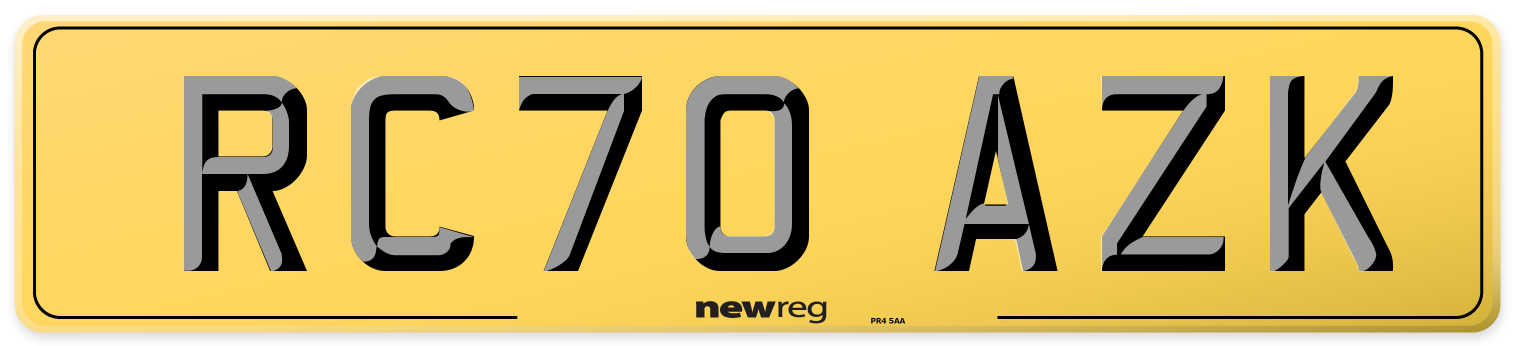 RC70 AZK Rear Number Plate