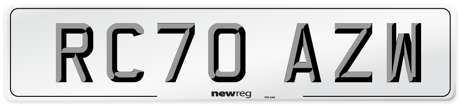 RC70 AZW Front Number Plate