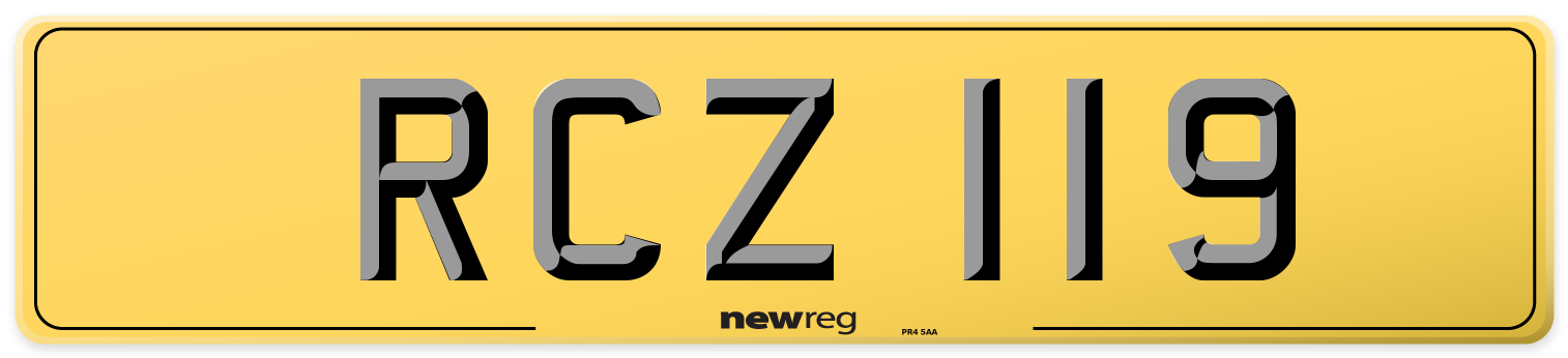 RCZ 119 Rear Number Plate