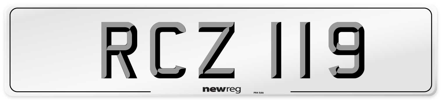 RCZ 119 Front Number Plate