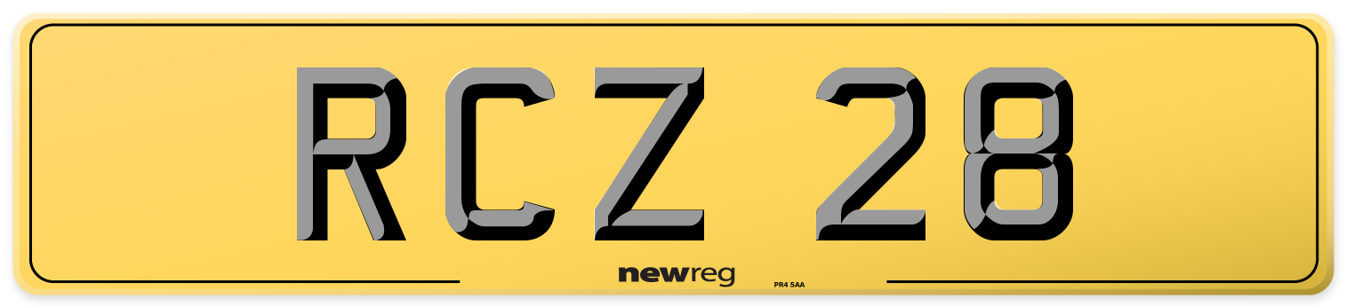 RCZ 28 Rear Number Plate