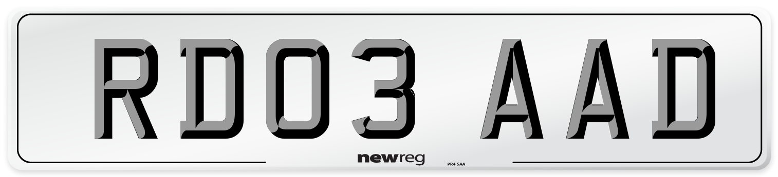 RD03 AAD Front Number Plate