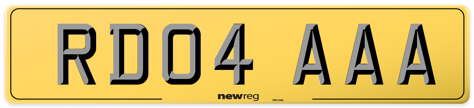 RD04 AAA Rear Number Plate
