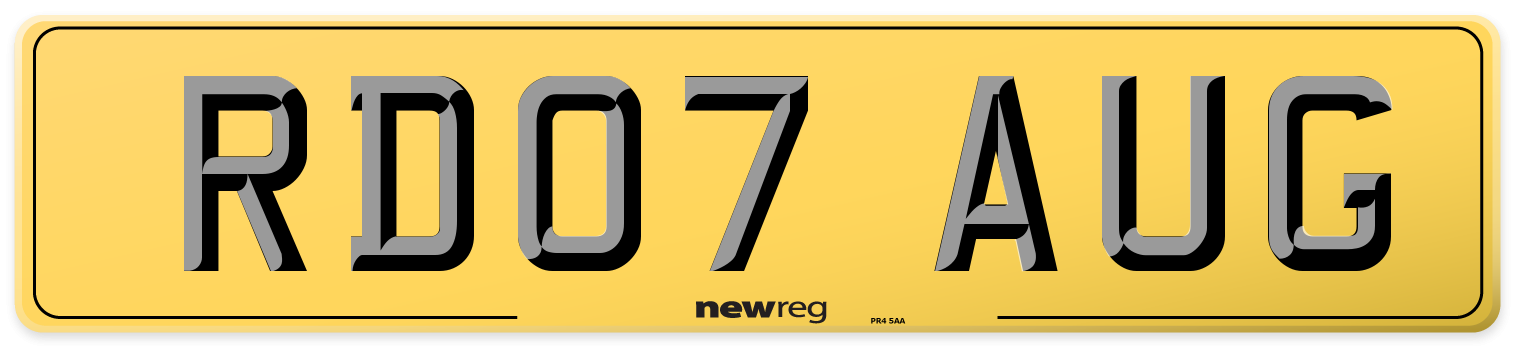 RD07 AUG Rear Number Plate