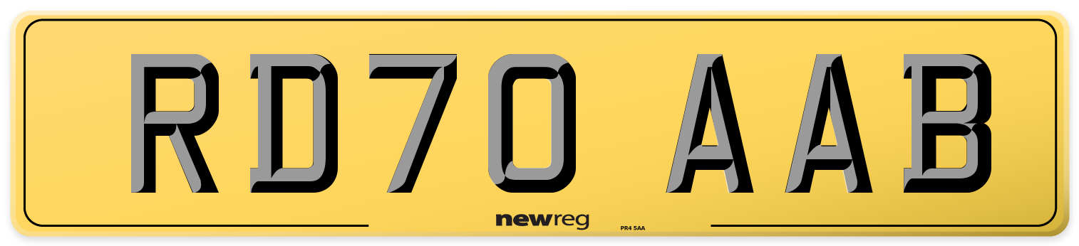 RD70 AAB Rear Number Plate