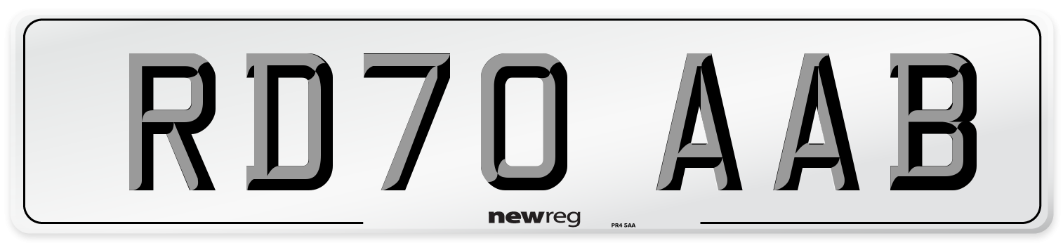 RD70 AAB Front Number Plate